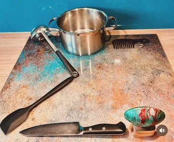 Kitchen tools on a work surface